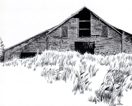 graphic rendering of a barn