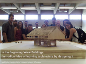 building prototype with students behind it
