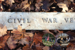Close-up of Civil War memorial stone