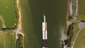 aerial photo of tennessee river barge