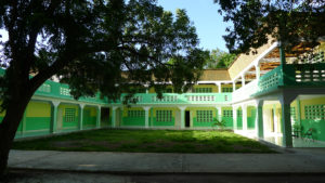 The right yellow and green L'Exode Secondary School