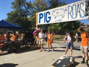 Pig Roast sign on campus
