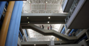 Stairways in the atrium, looking up