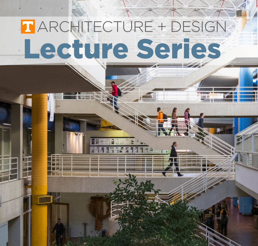 Art and Architecture Building with words "Lecture Series"