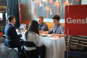 Students speak with reps from Gensler