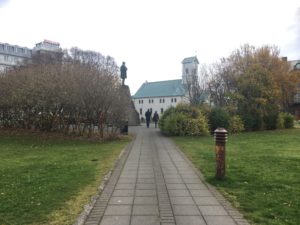Entering a square in Iceland