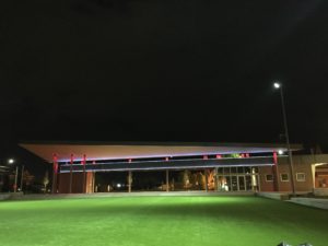 Downtown Clarksville Commons at night