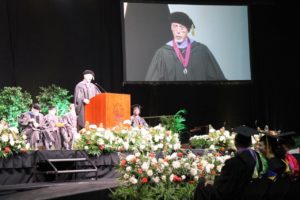 Dean speaking at Spring Commencement 2018