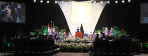 Dean speaking at Spring Commencement 2018