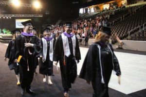 Students proceeding at Spring Commencement 2018