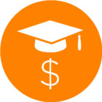 Logo of graduation cap and money symbol