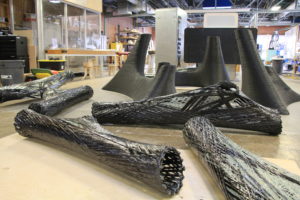 filament tower segments and foundation at Fab Lab