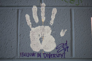 One hand print on the diversity wall
