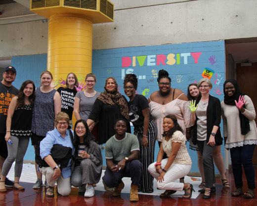 Group photo of students, faculty and staff at the diversity come together event
