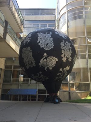 Printmaking installation inflated sphere
