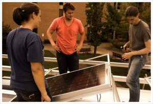Students with solar panels
