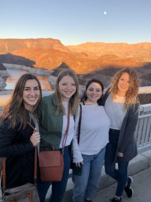four students on bridge in Las Vegas