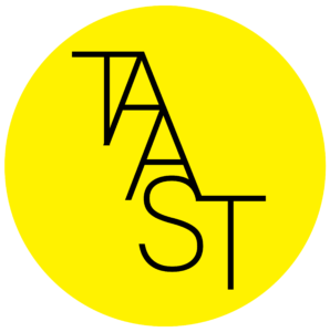 TAAST logo yellow circle, black letters