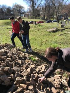Students working at Odd Fellows Cemetery during TAAST 2020