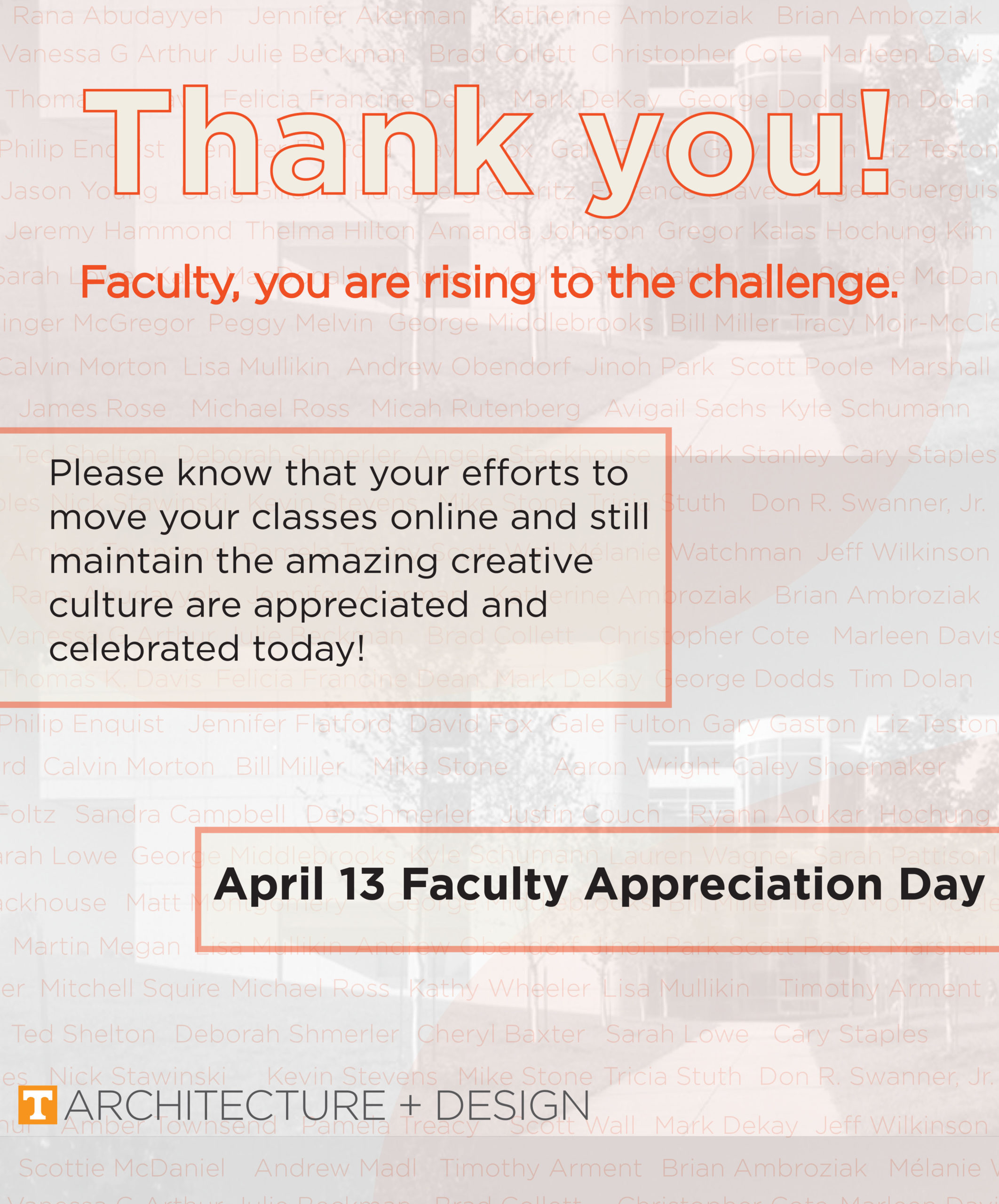 Graphic image thanking faculty