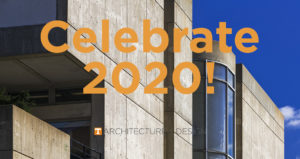graphic image of building and words "Celebrate 2020"