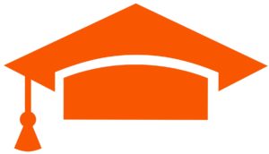 graphic image of an orange mortar board