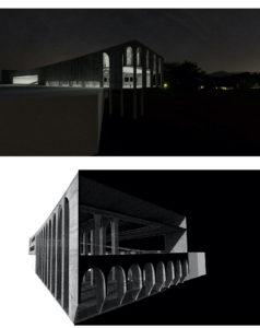 student rendering of building at night