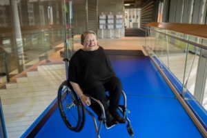photo of Karen Braitmayer in a wheelchair