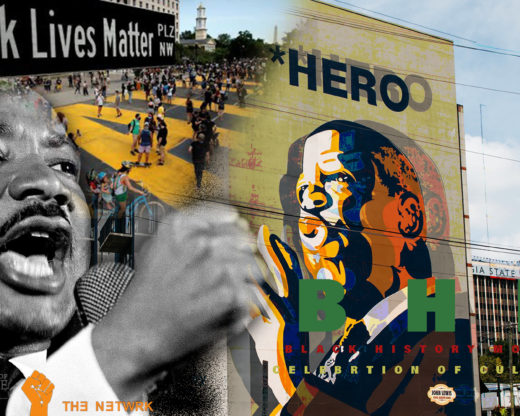 graphic image for Black History Month showing MLK and John Lewis