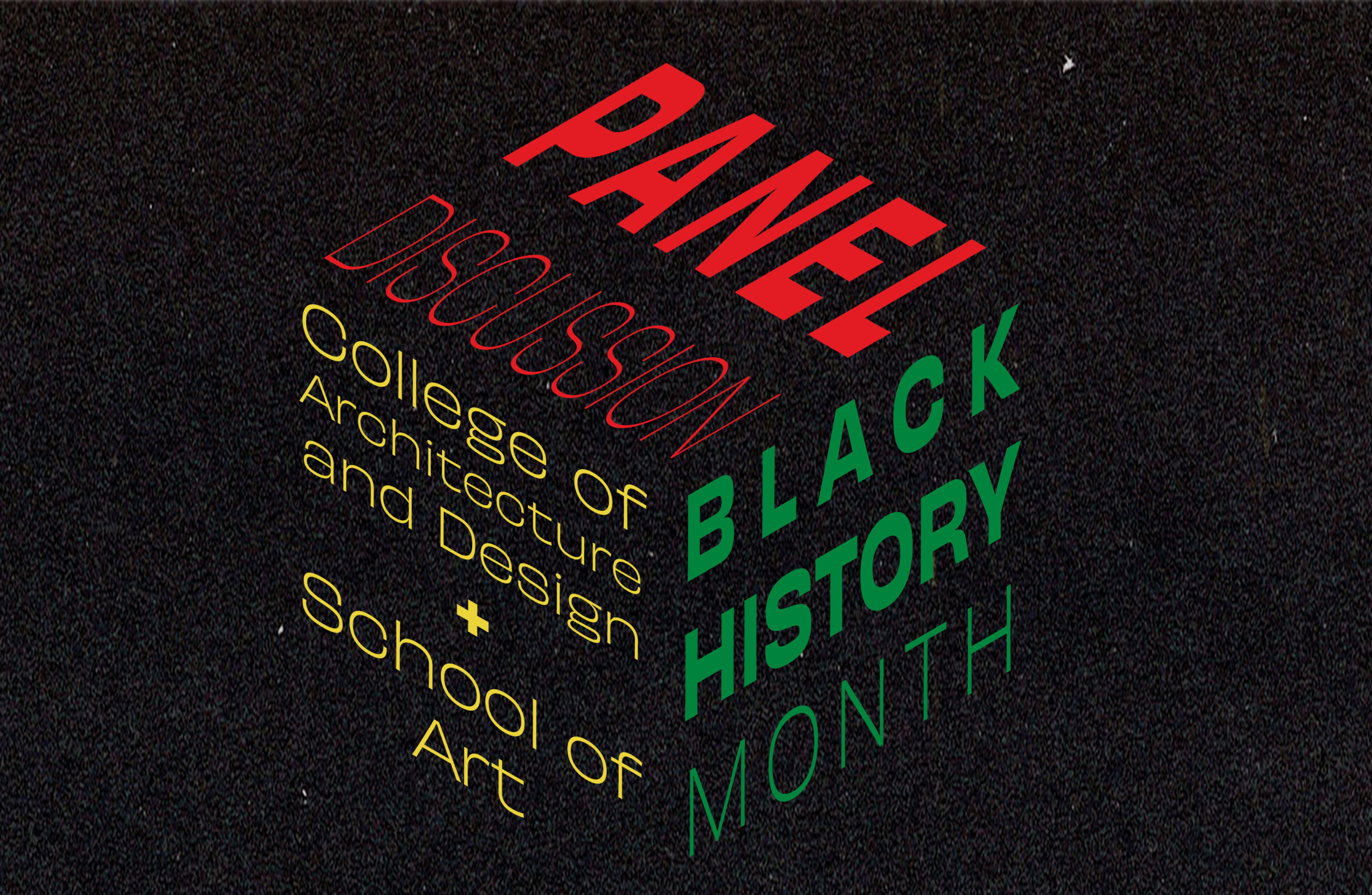 graphic image of Black History Month panel discussion cube