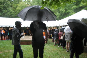 umbrellas and students