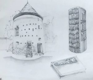 sketch of a medieval tower