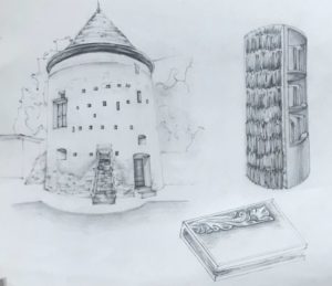 sketch of a medieval tower