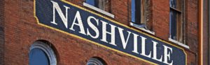 the word Nashville on a brick building