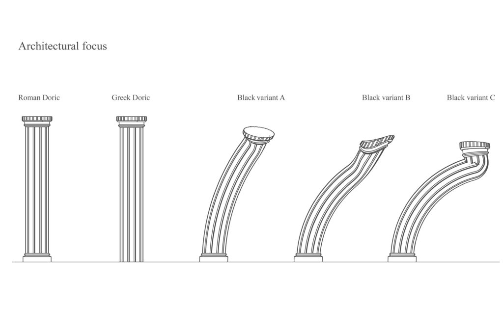 line drawings of altered columns