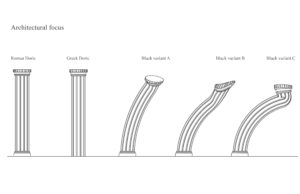 line drawings of altered columns