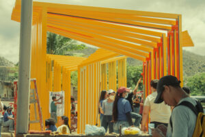 orange metal structures
