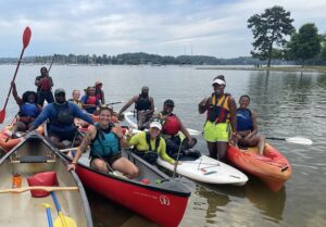 group picture of people kayaking