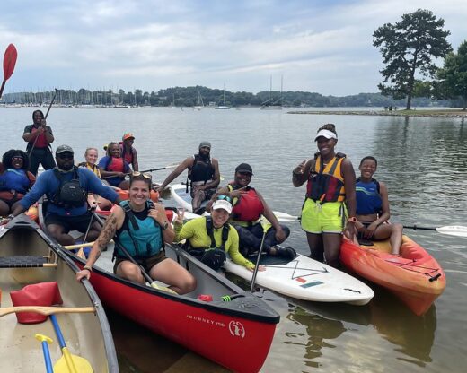 group picture of people kayaking