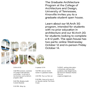 graphic image with details about open house