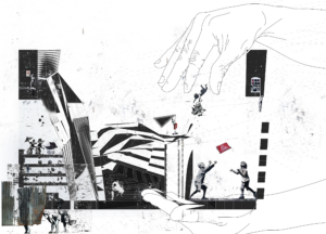 School of Landscape Architecture Student Work, hand reaching down onto a sketch.