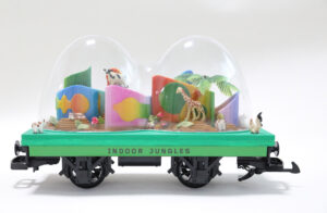 toy cart with plastic jungle animals