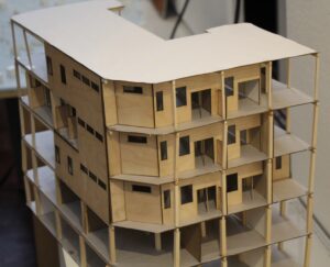 wooden model of a building