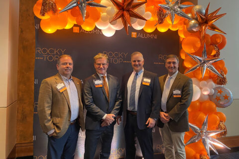 Alumni gather at the inaugural Rocky Top Business Awards on Friday, May 5, 2023. From left to right: George Ewart, Robert Feathers, Wes Bridges and Robert Adamo.