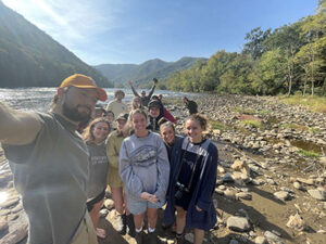 First-year landscape architecture students during a studio trip to Hot Springs, North Carolina.