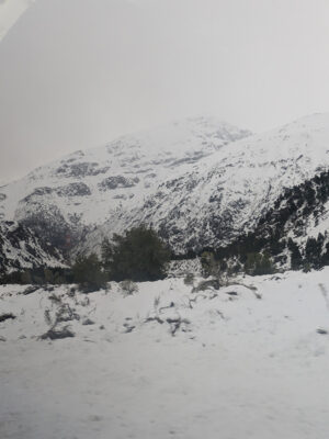 A mountain in Chile covered in snow.