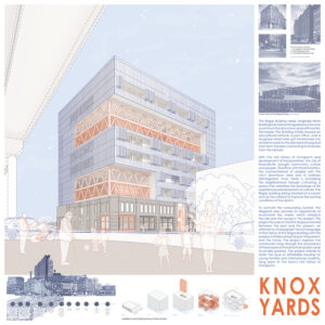 A board for the 'Knox Yards' submission to ACSA. This board gives the design and history of the building.