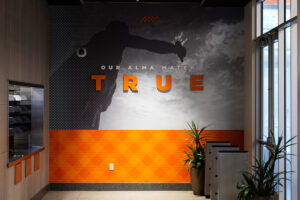 Interior wall graphic inside of Rocky Top dining hall.