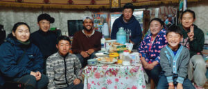 Jordan Metzler, center left, with a nomadic Mongolian family.